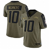 Nike Los Angeles Chargers 10 Justin Herbert 2021 Olive Salute To Service Limited Jersey Dyin,baseball caps,new era cap wholesale,wholesale hats